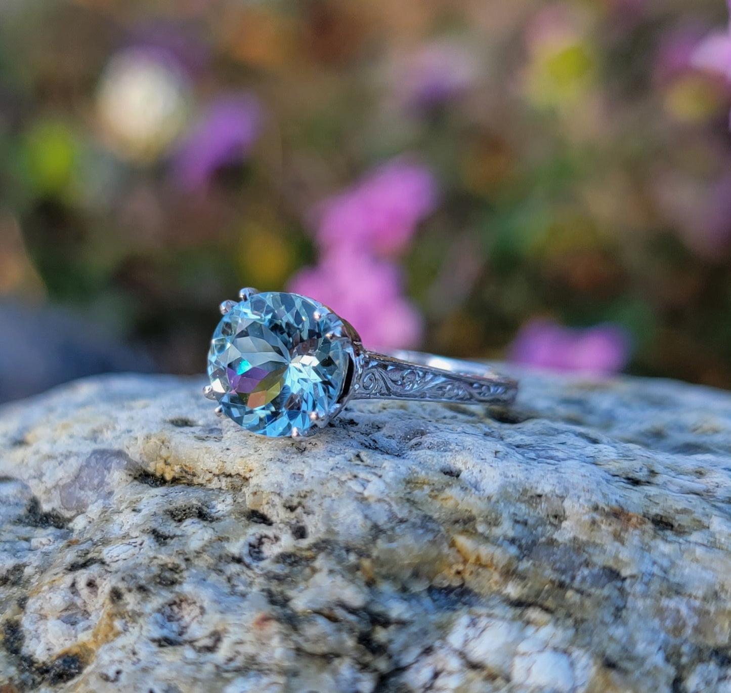 platinum Deco c.1920's aquamarine solitaire ring