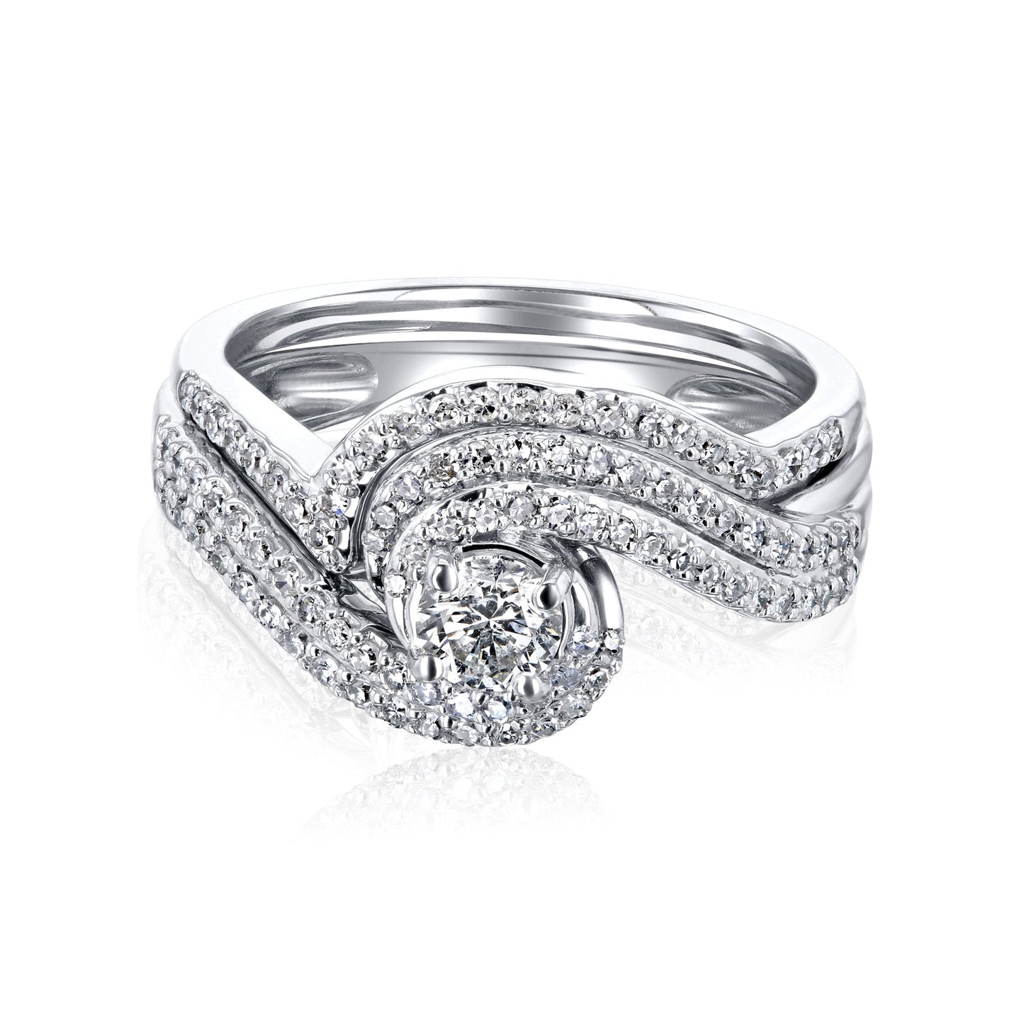 0.6 Carat Natural Diamond River Bridal Set