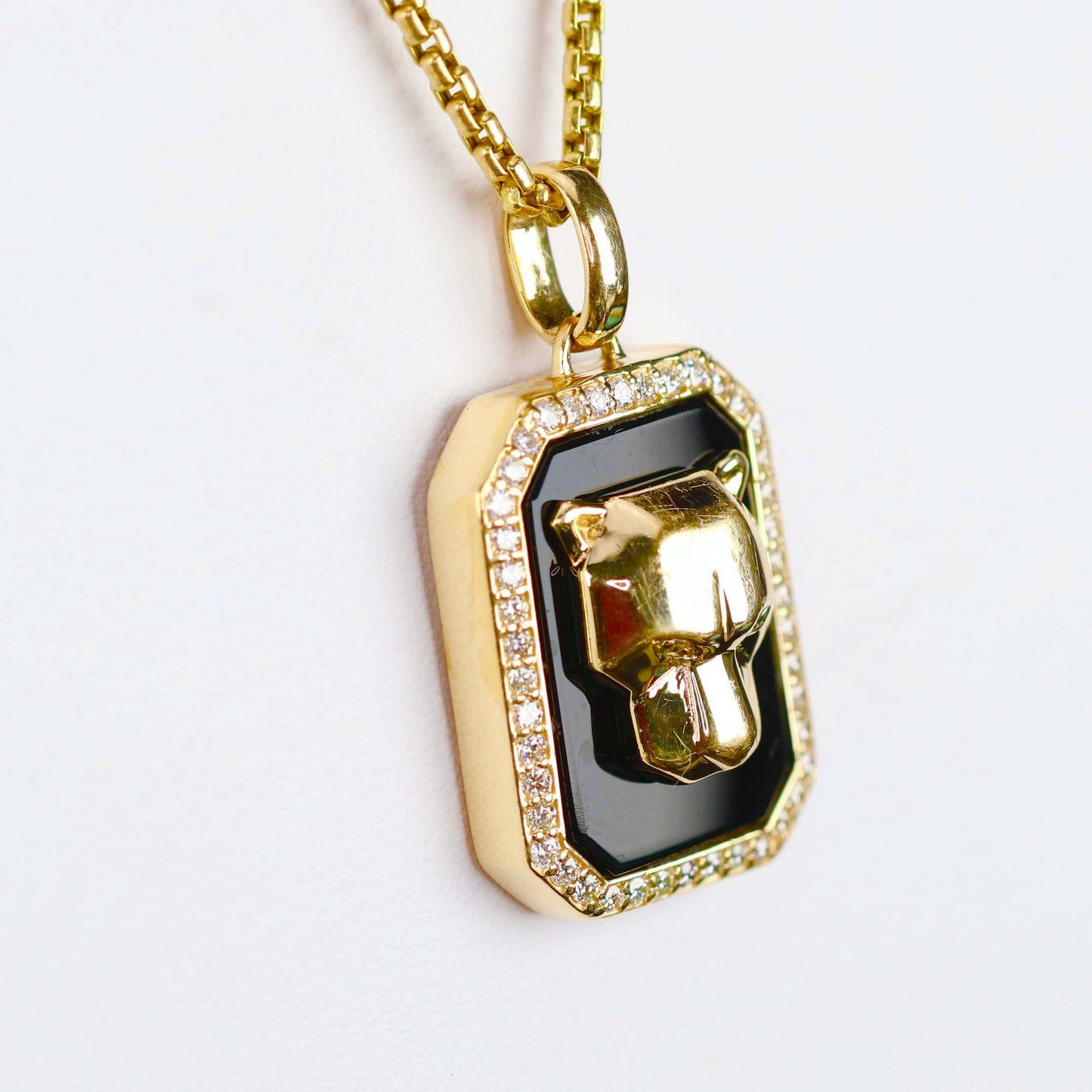 RESERVED: PAYMENT 7 OF 10: Onyx and diamond Panther necklace by Effy in 14k yellow gold