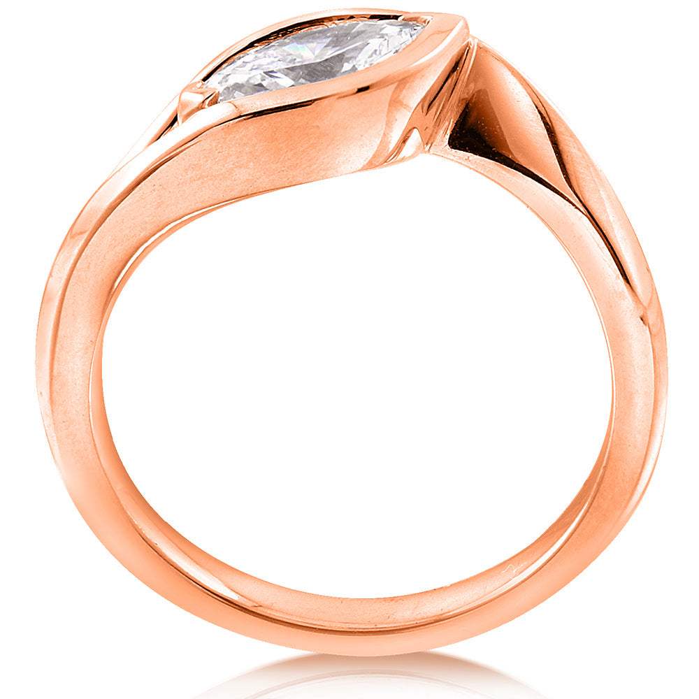 0.46 Carat Natural Diamond Solitaire Marquise Cradle Ring