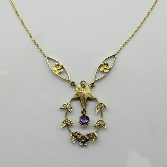 100 Ways' Edwardian Amethyst & Seed Pearl Necklace | 0.28ct | 18 |