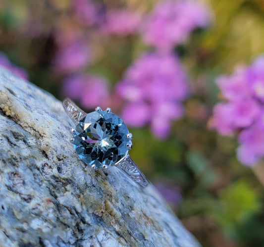 platinum Deco c.1920's aquamarine solitaire ring