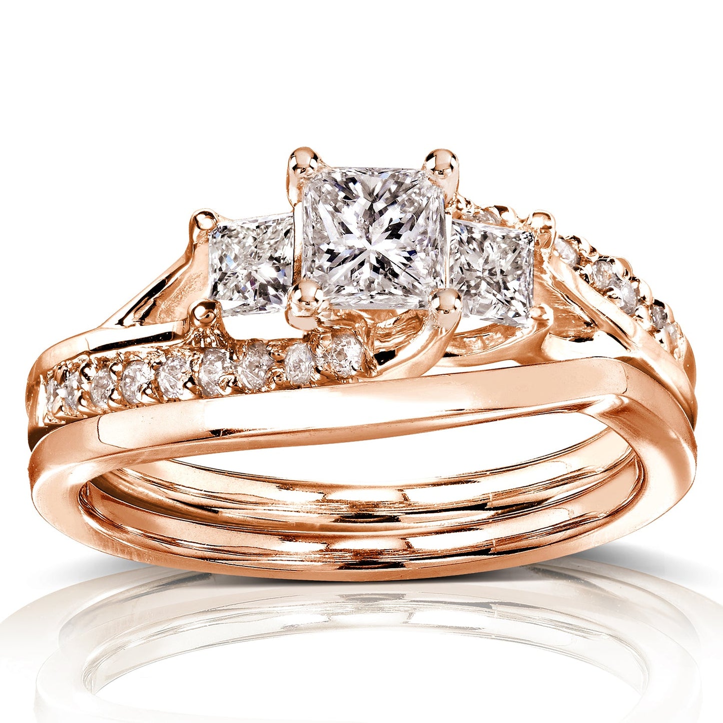 1.1 Carat Natural Diamond Princess Solana Bridal Set