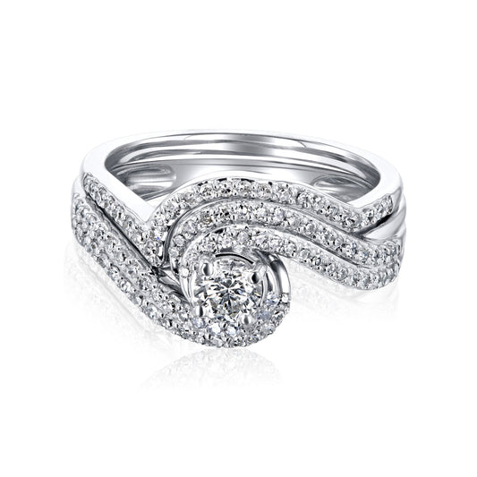 0.6 Carat Natural Diamond River Bridal Set