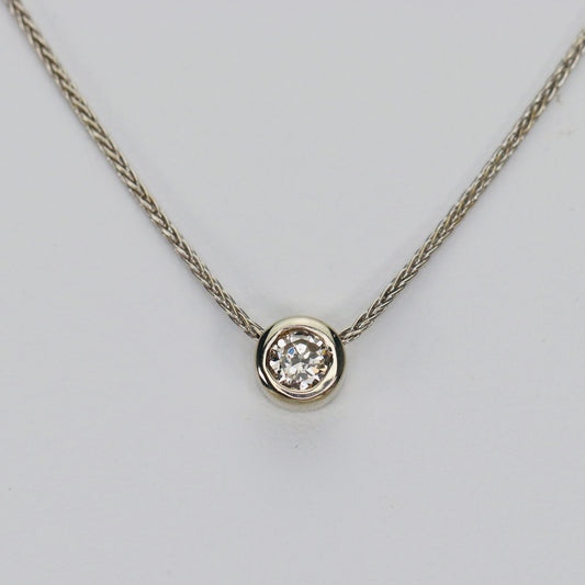 Diamond solitaire slider necklace in 14k white gold