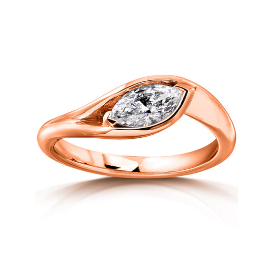 0.46 Carat Natural Diamond Solitaire Marquise Cradle Ring