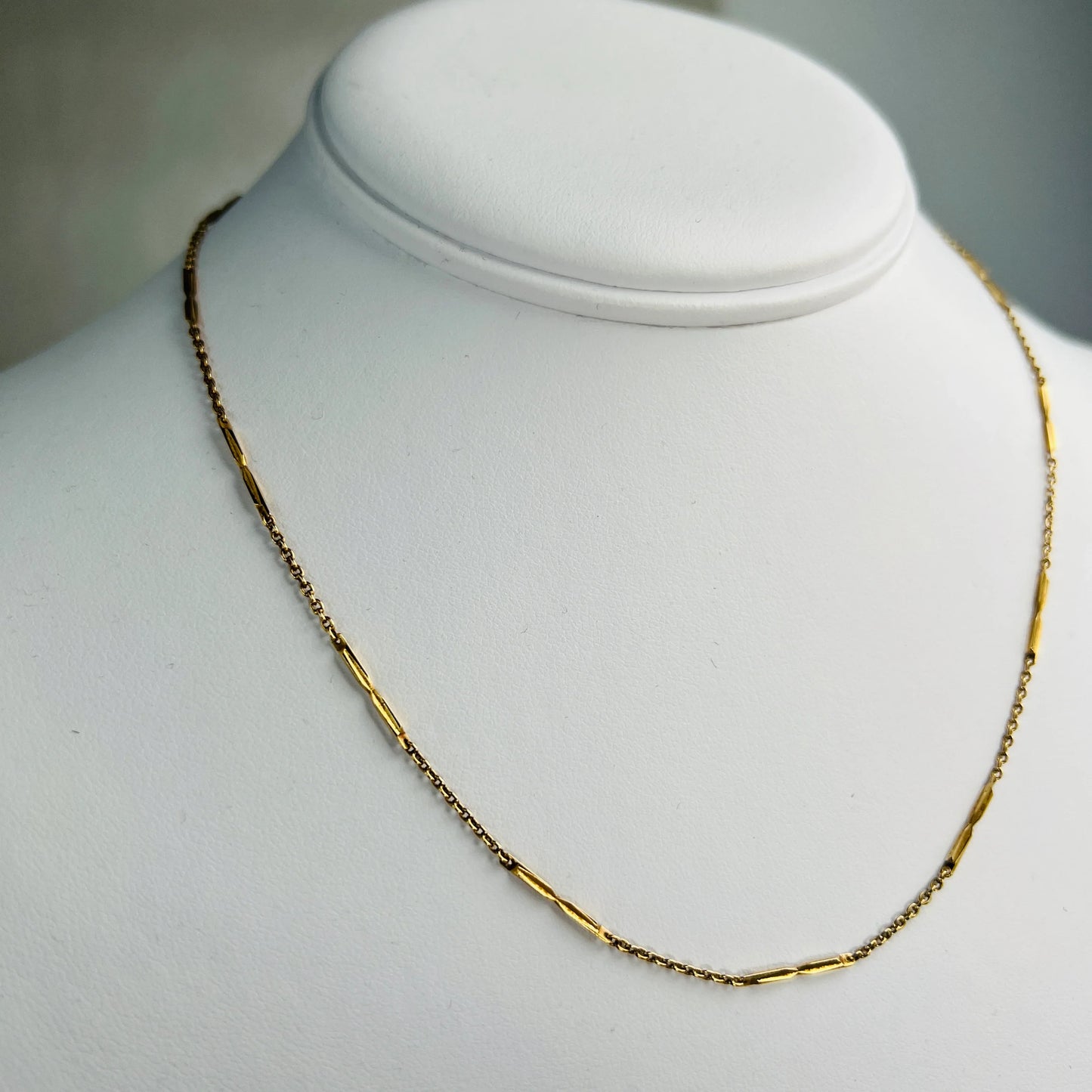 Estate station chain necklace solid 18k yellow gold