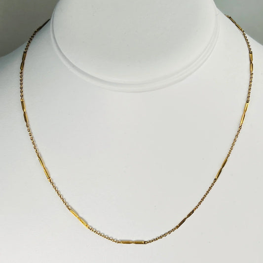 Estate station chain necklace solid 18k yellow gold